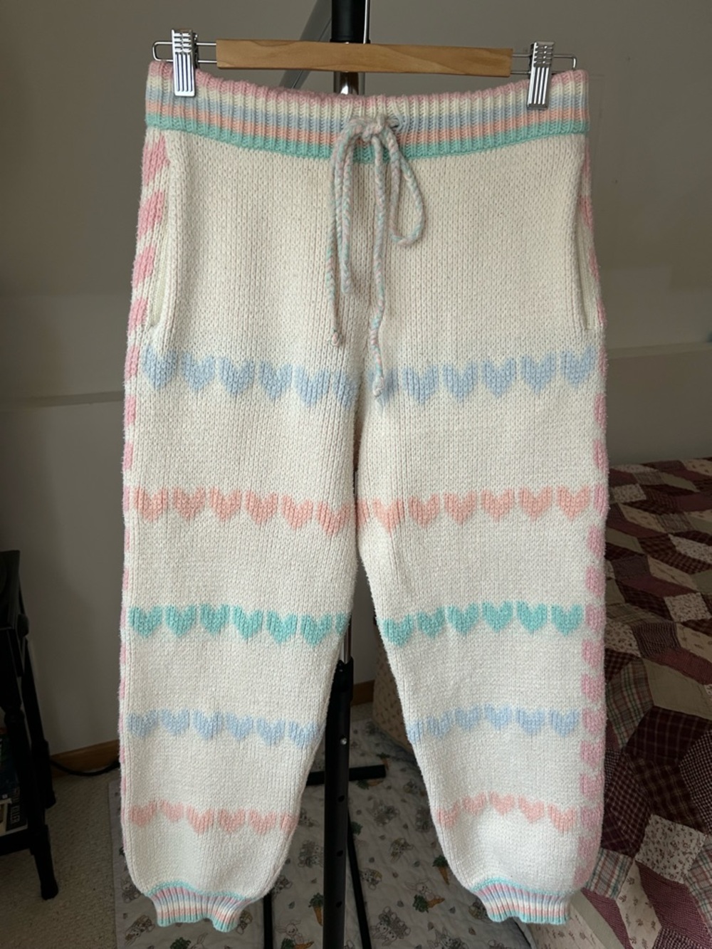 Love Shack Fancy Chabela Knit Pastel Hearts Pant